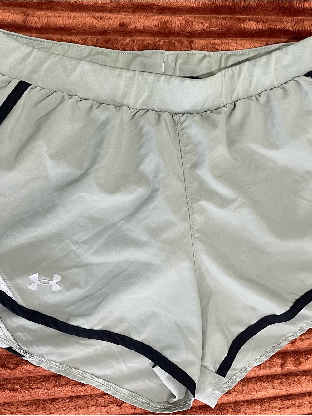 Under Armour Women’s Light Sage Athletic Shorts with Black Trim
